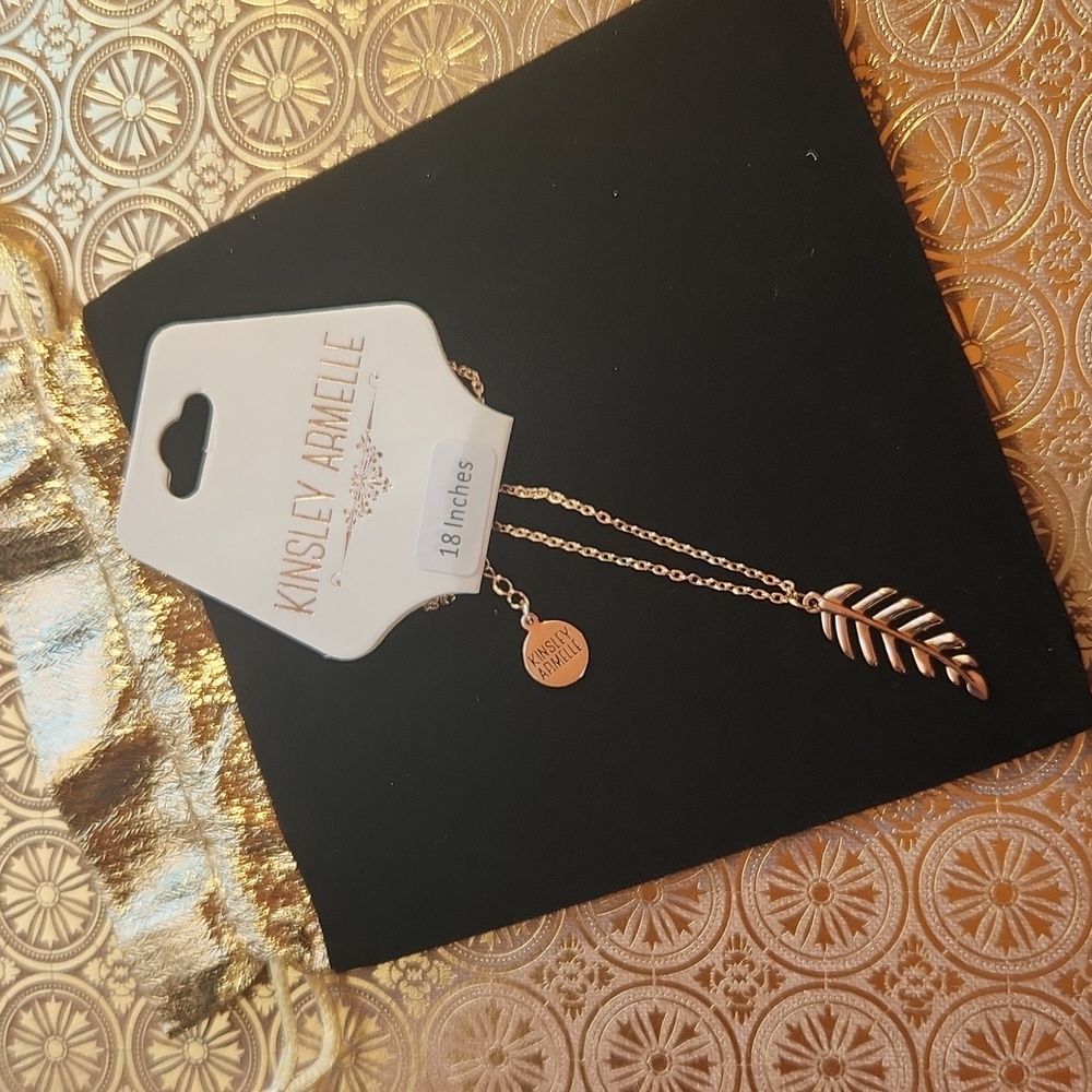Kinsley Armelle Goddess Collection Necklace NWT (Rose Gold) Feather Necklace